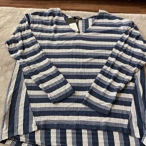 NWT blue and white stripe long sleeve Jones New York tee size L